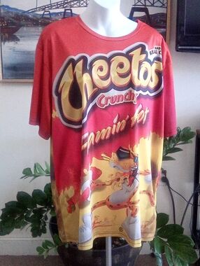Cheetos Crunchy Flaming Hot Tee Stretchy P2P 25" L 31" 3XL